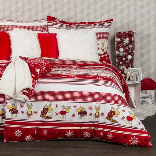 4Home Vánoční bavlněné povlečení Sobíci, 140 x 200 cm, 70 x 90 cm