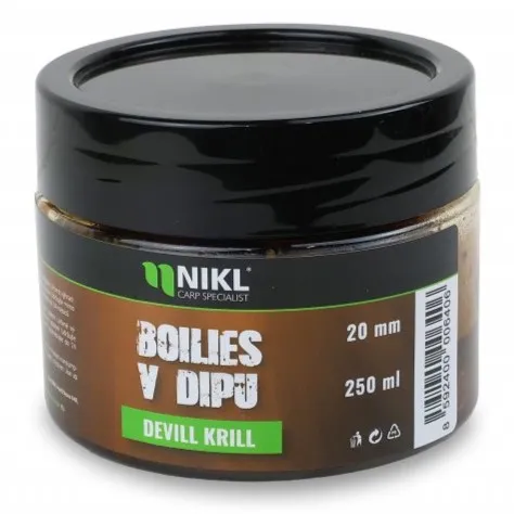 Nikl boilies v dipu devill krill 250 g - 20 mm