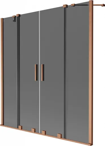 MEXEN/S Velar Duo dvoukřídlá posuvná vanová zástěna 140 x 150, grafit, měď kartáčovaná 896-140-000-42-65