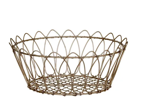 Mosazný antik kovový košík Fil de fer Basket - Ø 27*11 cm 61077613
