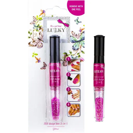 LUKKY 2 v 1 lak na nehty a třpytky, fuchsiová