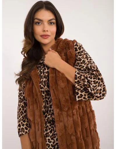 Dámská vesta z ekokůže světle hnědá