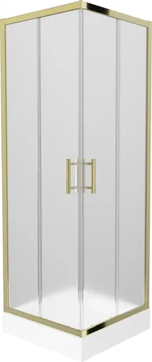 MEXEN/S Rio sprchový kout čtverec 70 x 70, dekor, zlato + vanička Rio včetně výpustě 860-070-070-50-30-4510