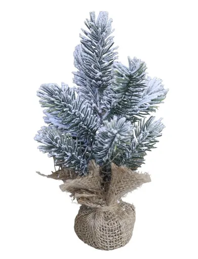 Zasněžený vánoční stromek jedle v jutě Fleur Fir Snow - 20cm Chic Antique