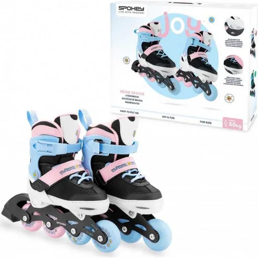 Spokey Joy Dětské kolečkové brusle, černo-růžové, ABEC7 Carbon, vel. 31 - 34