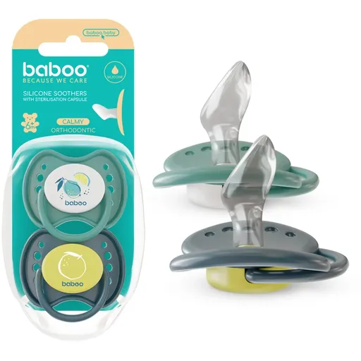 Baboo Soothers Silicone Orthodontic with Case dudlík Lagoon Fiesta 6-12 m 2 ks