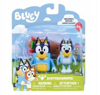 Set 2 figurine Bluey - Bluey &amp; Bandit, Skateboard