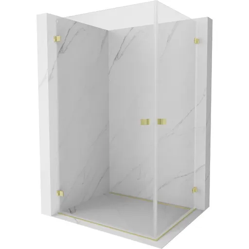 MEXEN/S Lunar-B Duo sprchový kout dveře křídlové 90 x 80, transparent, zlato kartáčovaná 832-090L-080P-55-00