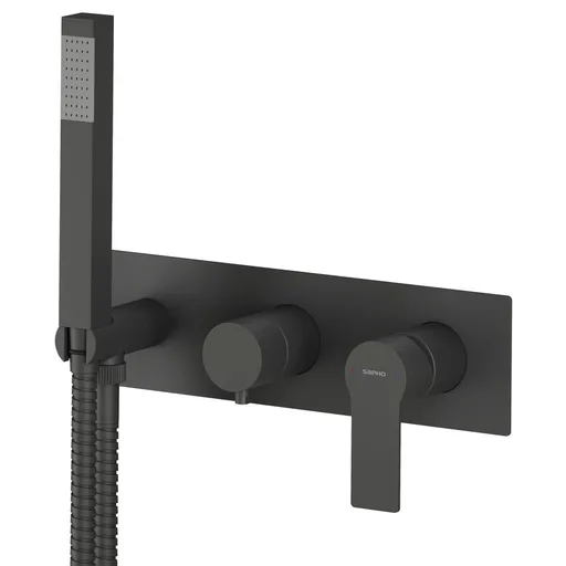 SAPHO PAX podomítková sprchová/vanová baterie s ruční sprchou, 2 výstupy, černá mat XA52/15
