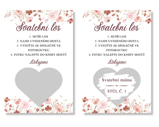 Personal Stírací svatební los - Růžové květiny Barva: Zlatá