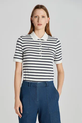 POLOKOŠILE GANT SLIM STRIPED SHIELD SS PIQUE POLO EGGSHELL