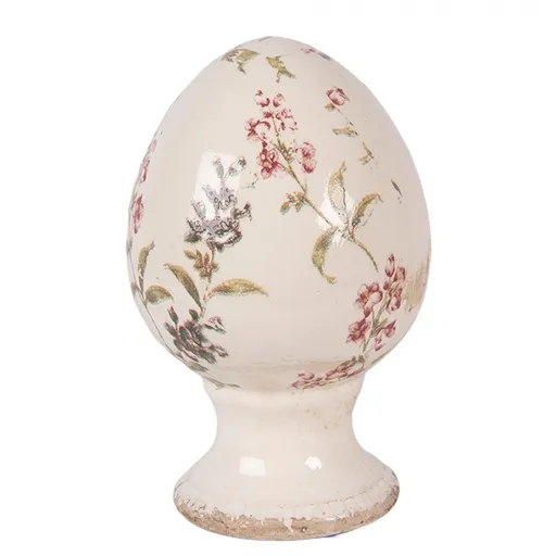 Keramické vajíčko na podstavci s lučními květy Monnia S - Ø 9*14 cm Clayre & Eef