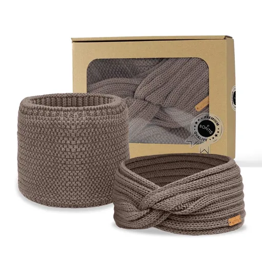 Dárkové balení: Překřížená čelenka a nákrčník - Kašmírová