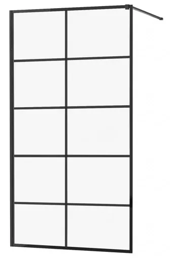 MEXEN/S KIOTO Sprchová zástěna WALK-IN 80x200 cm 8 mm, černá, černý vzor 1 800-080-101-70-77