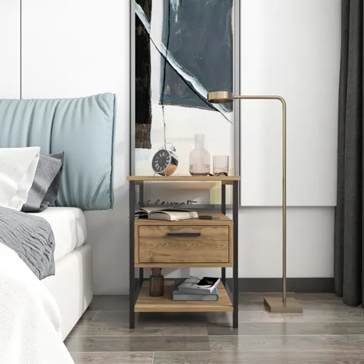 Noční stolek Alba - Black, Oak