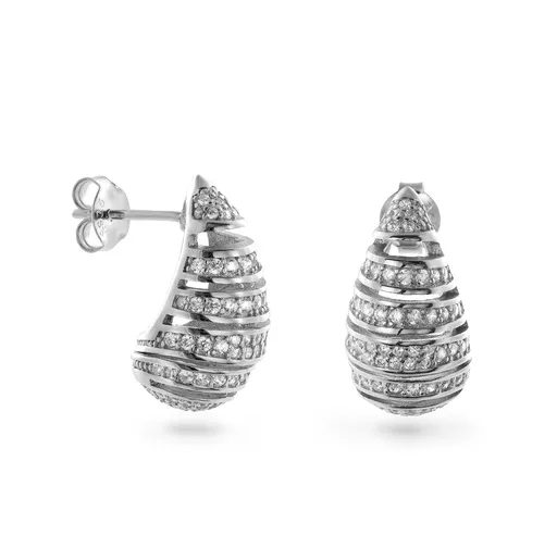 AGAIN Jewelry Fashion stříbrné náušnice s kubickými zirkony Tear Drop AJNS0054