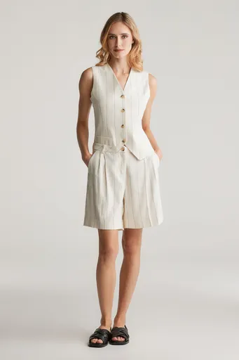 ŠORTKY GANT PINSTRIPE LINEN SHORTS EGGSHELL