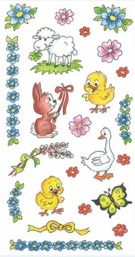 Velikonoční samolepky na vajíčka 767, gelové tradiční motivy, 19x9 cm