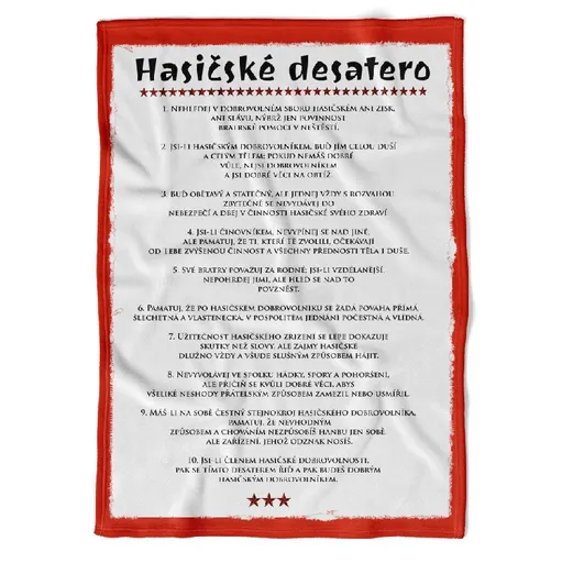 Deka Hasičské desatero - listina (Podšití beránkem: NE)