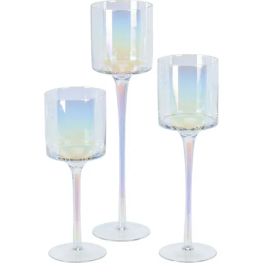 Sada dekorativních skleněných svícnů Home and Styling, 3 ks