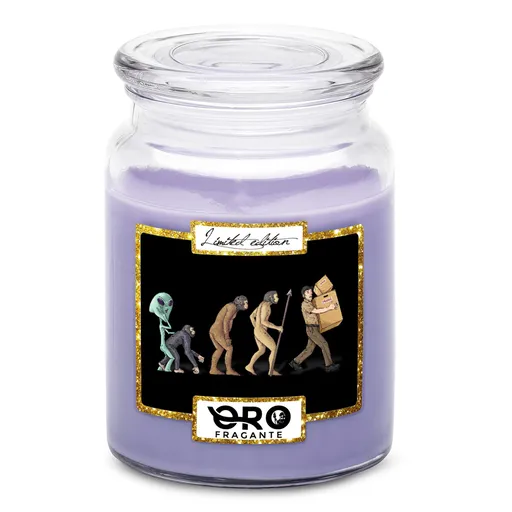 Svíčka Evoluce kurýra (Vůně svíčky: Levandule)