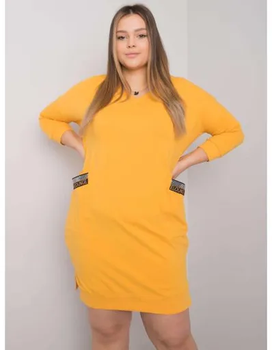 Dámské šaty s kapsami plus size SUSAN žluté