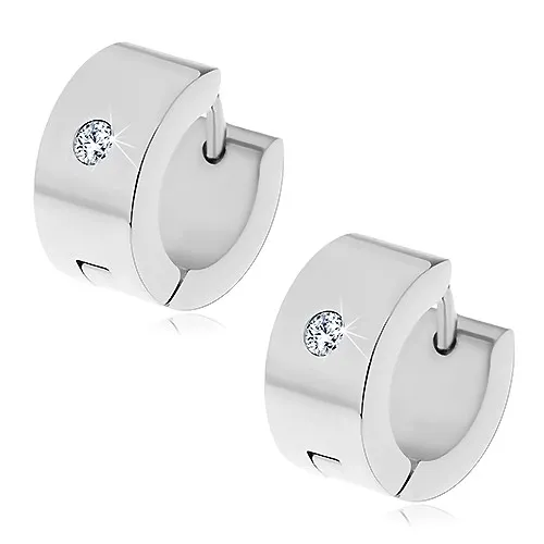 Ocelové náušnice stříbrné barvy se vsazeným čirým zirkonem