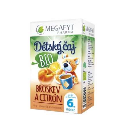 Megafyt Dětský BIO ovocný čaj s příchutí broskev a citrón 20x2 g
