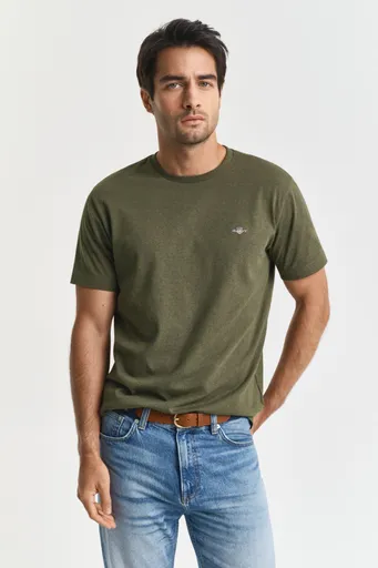TRIČKO GANT REG SHIELD SS T-SHIRT KHAKI GREEN MEL