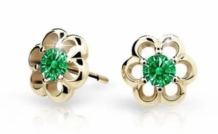 Cutie Jewellery Zlaté dětské náušnice C1947-30-X-1 zelená