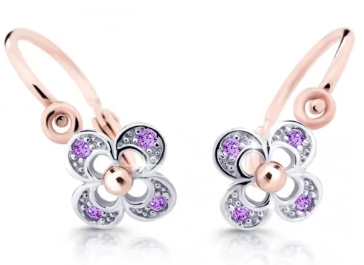 Cutie Jewellery Dětské náušnice z růžového zlata C2200-10-X-4 fialová