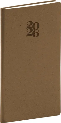 Diář 2026: Essenza - oříšek, kapesní, 9 x 15,5 cm