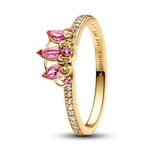 Pandora Třpytivý pozlacený prsten s diadémem princezny Lociky Disney 163651C01 60 mm