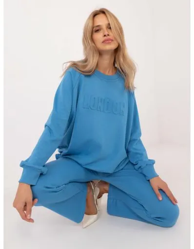 Dámská tepláková souprava s mikinou bez kapuce modrá