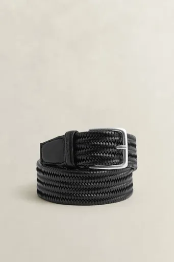 OPASEK GANT LEATHER ELASTIC BRAIDED BELT BLACK