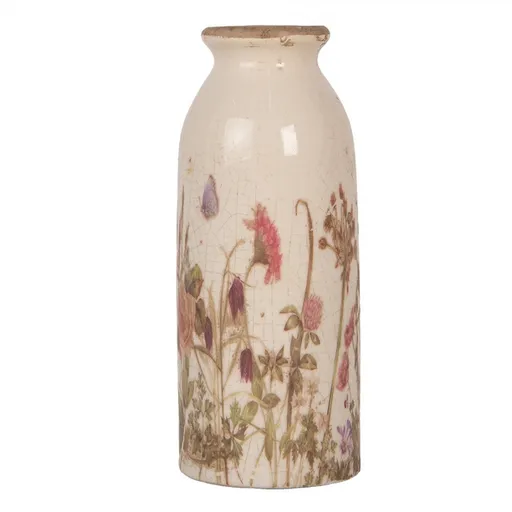 Keramická váza s lučními květy Flowers of Love - Ø 8*20 cm Clayre & Eef