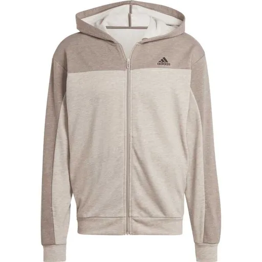 adidas MELANGE FULL-ZIP HOODIE Pánská mikina, béžová, velikost XXXL