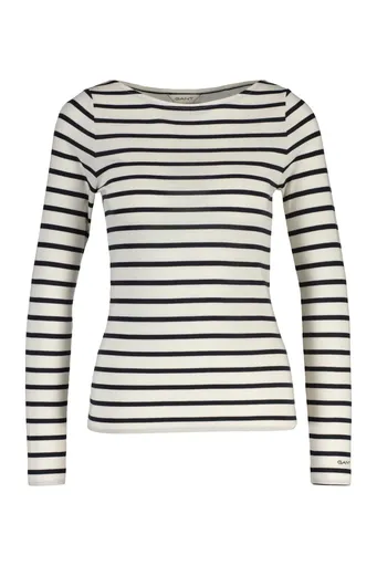 TRIČKO GANT SLIM BRETON STRIPED LS T-SHIRT EGGSHELL