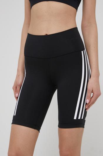 Tréninkové šortky adidas Performance Optime Trainicons 3-stripes H64228 dámské, černá barva, s potiskem, high waist