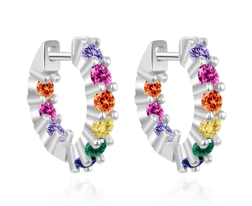 Agato Slušivé kruhové náušnice s barevnými zirkony AGT-E192KC