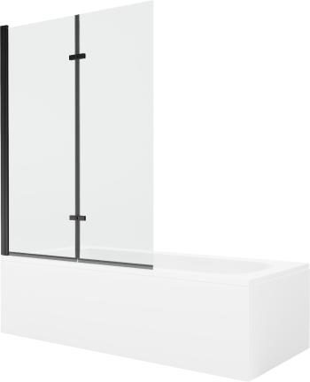 MEXEN/S Vega obdélníková vana 180 x 80 cm s panelem + vanová zástěna 120 cm, transparent, černá 550118080X9212027000