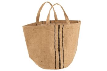 Plážová jutová taška s černými pruhy Beach Bag Jute - 40*28*52 cm 22105