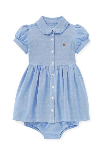 Dětské bavlněné šaty Polo Ralph Lauren modrá barva, mini, 310734896002