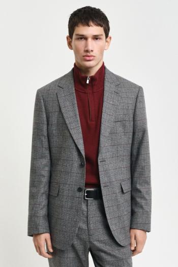 SAKO GANT SLIM CHECK SUIT BLAZER GRAPHITE