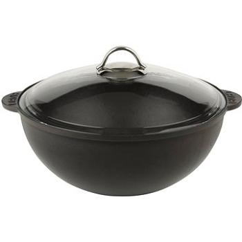 LAVA METAL Litinový hrnec kulatý (wok) + skl. poklice  30 cm, 6l (LVYKZ30K3)