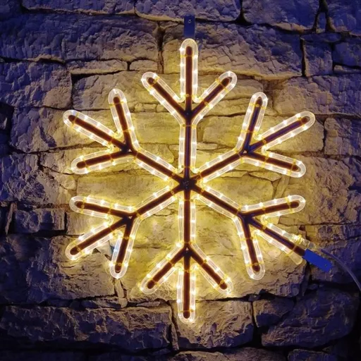 DecoLED LED světelná vločka VIII, závěsná 3D tisk, pr. 67 cm, FLASH, teple bílá, IP67