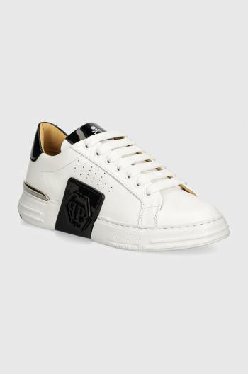 Kožené sneakers boty Philipp Plein Hexagon Phantom Kicks bílá barva, USC0565 PLE025N 01