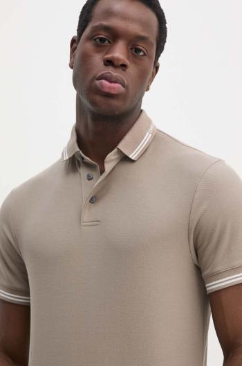 Bavlněné polo tričko Emporio Armani béžová barva, 6D1F95 1JCYZ