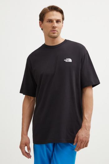 Bavlněné tričko The North Face M S/S Essential Oversize Tee černá barva, s potiskem, NF0A87NRJK31