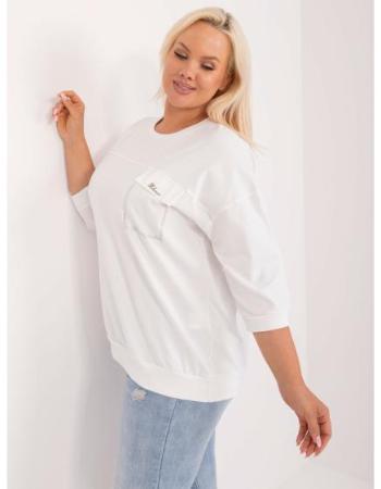 Dámská halenka plus size bavlněná s kamínky ecru 